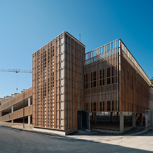 Façade du parking en bois - Arbonis